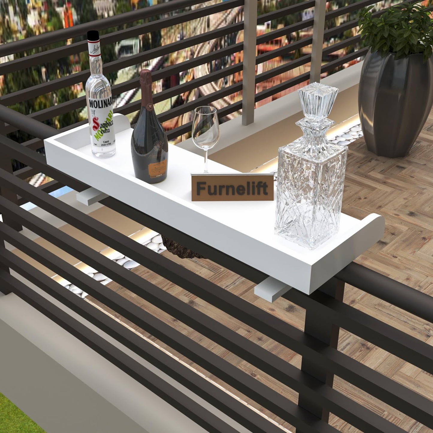 Wooden Railing Table for Balcony