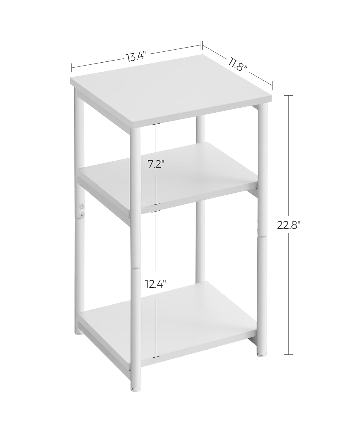 MTANK 3-Tier White Side End Table for Living Room| Night Stand End Table for Home, Office| (WST-3)