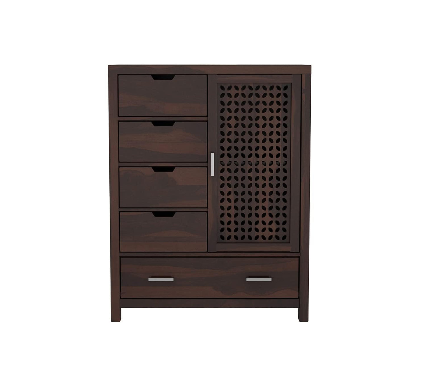 MTANK Solid Sheesham Wood Sideboard Cabinet| Premium Wooden Chest of Drawers with 5 Drawer Storage| (Walnut Finish)|