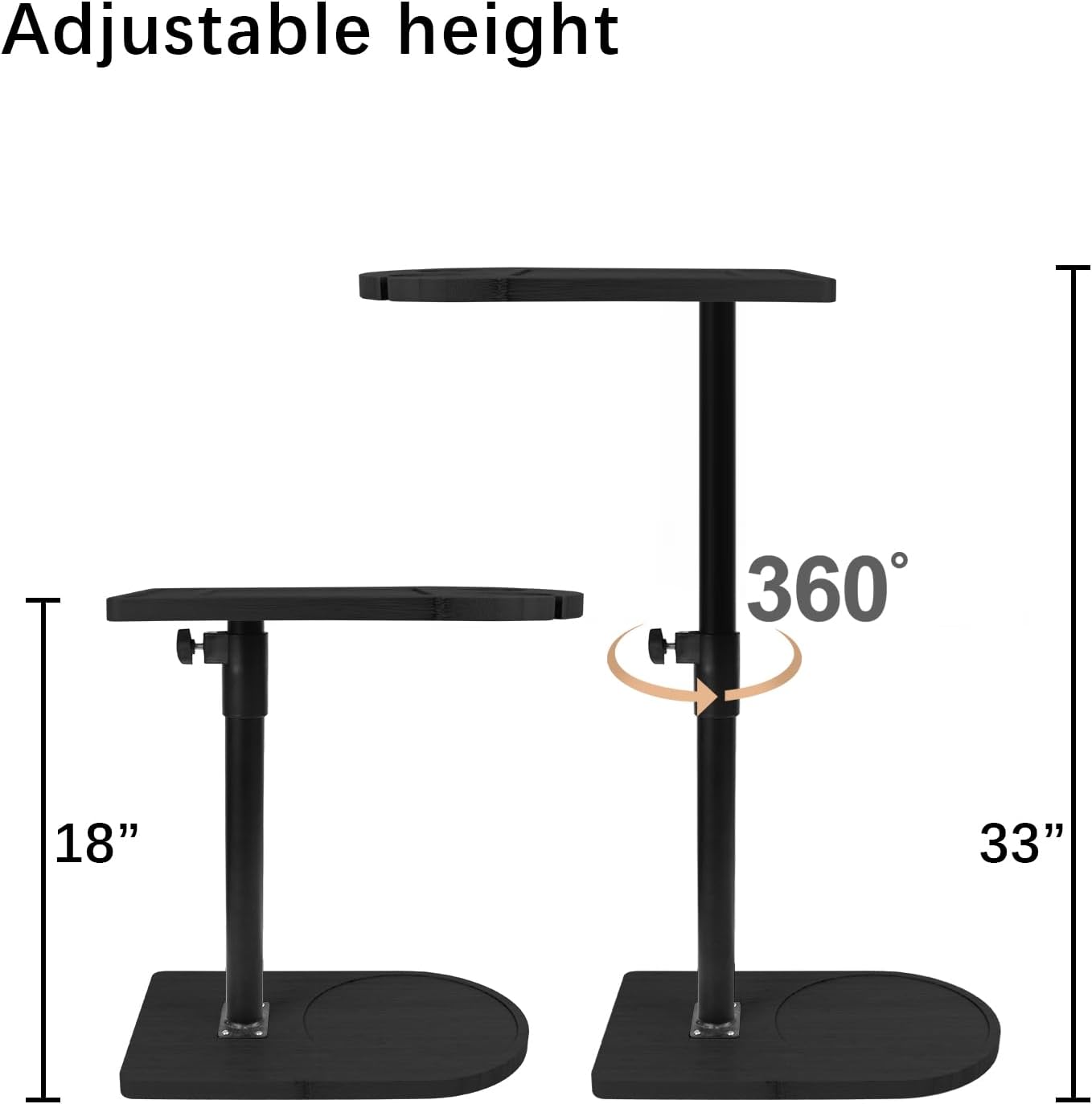 MTANK Adjustable Table Stands Couch Side Table | 360° Rotating C-Shaped Table | Top Moving Side Table |