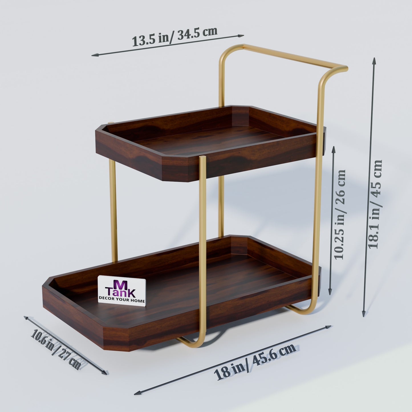 MTANK Wooden Walnut Finish Serving Trolly| Modern Kitchen Storage Cart| Serve Tea, Coffee & Food| (Trolly)