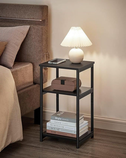 MTANK End Table| 3 Tier Black Side Table for Living Room| Night Stand End Table for Home, Office|