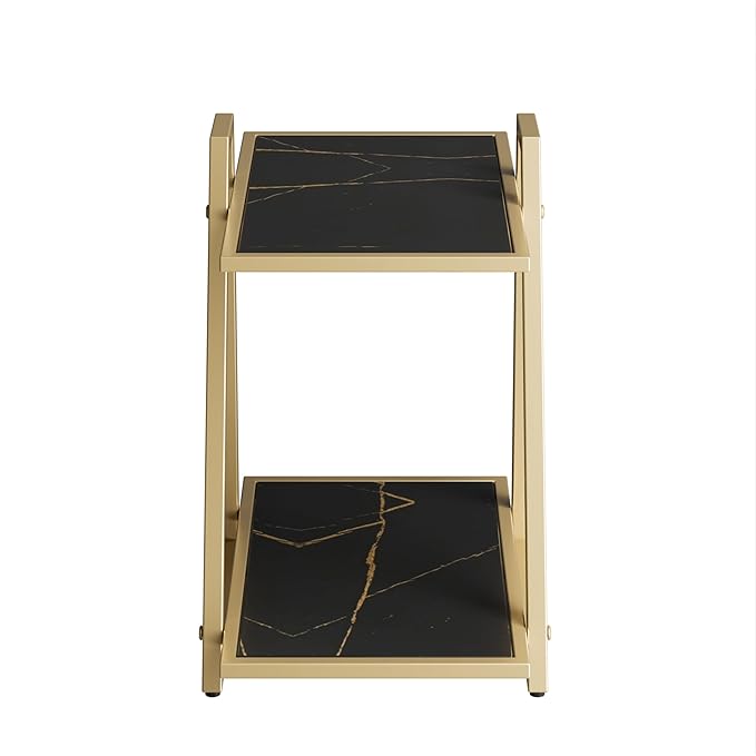 MTANK Black&Gold End Table| Marble Finish Luxury Table| Premium Side Table for Bedroom Living Room|