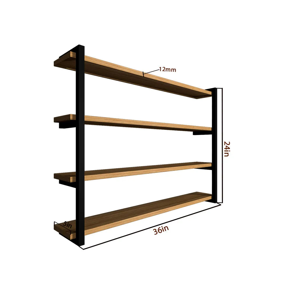 MTANK Floating & Hanging Wall Shelves For Kitchen| Backlit Wall Shelf In Contemporary Design| Rustic Wood Shelves Set Of 4 Shelves|